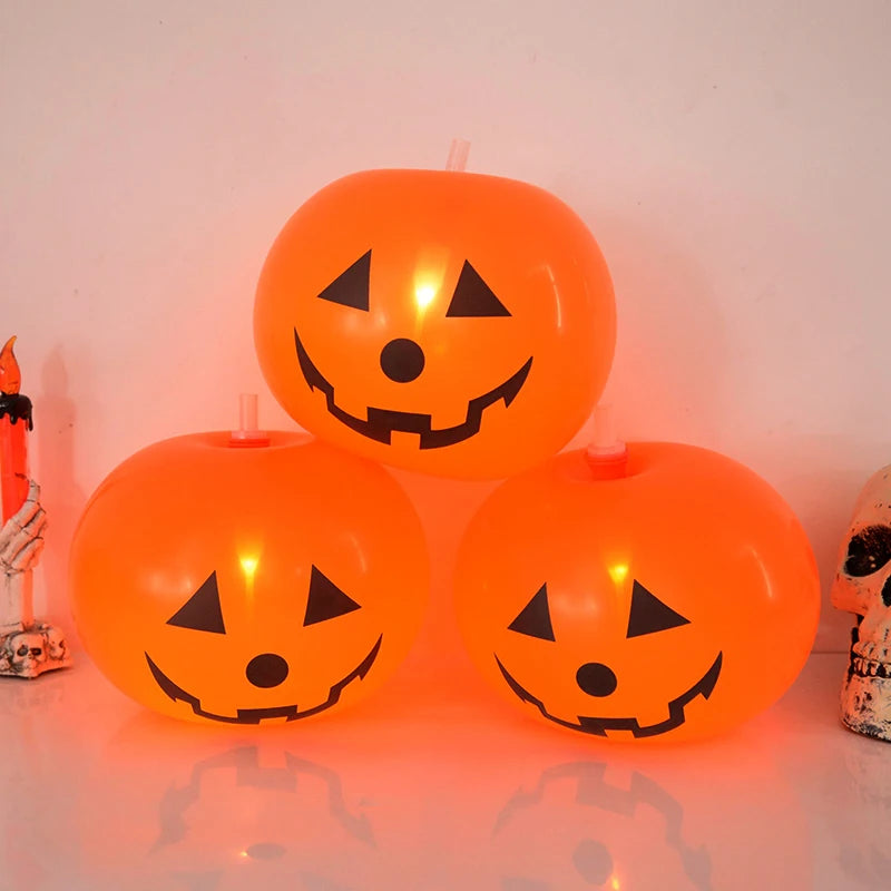 Illuminate Your Halloween with 5Pcs LED Glowing Balloons - Spooky Ghost & Pumpkin Latex Decorations for Home and Outdoor Fun!