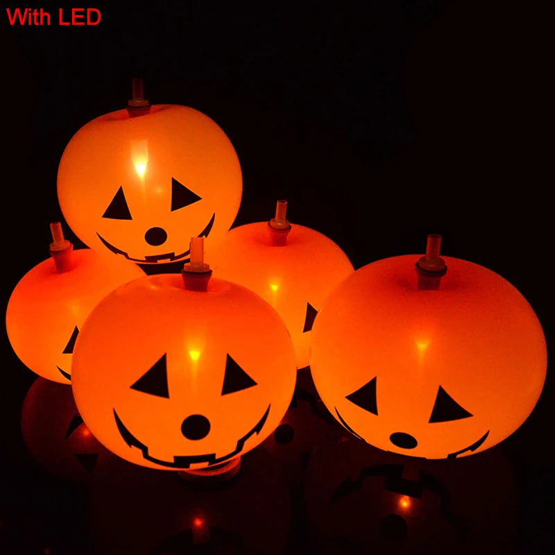 Illuminate Your Halloween with 5Pcs LED Glowing Balloons - Spooky Ghost & Pumpkin Latex Decorations for Home and Outdoor Fun!