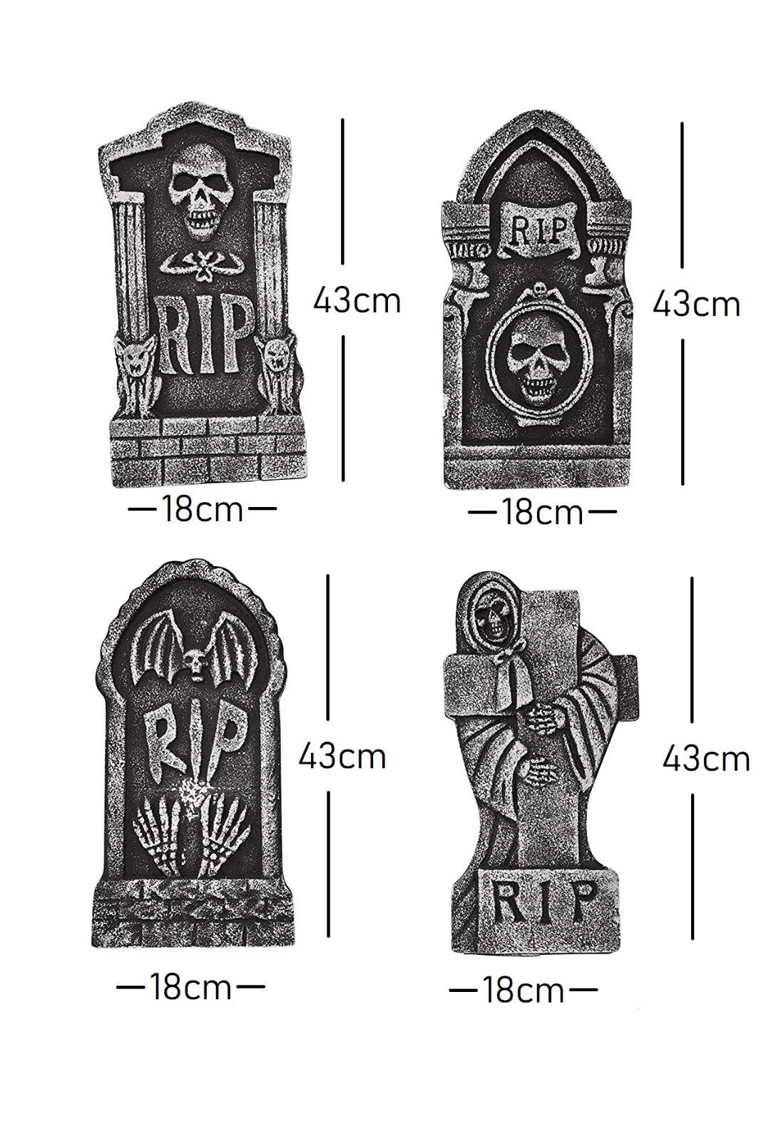Transform Your Halloween with 4 Spooky 43Cm Tombstones – Perfect for Your Haunted Garden Display!