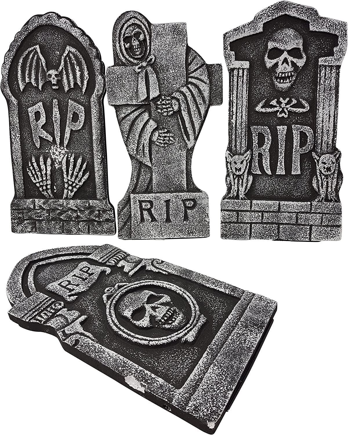 Transform Your Halloween with 4 Spooky 43Cm Tombstones – Perfect for Your Haunted Garden Display!
