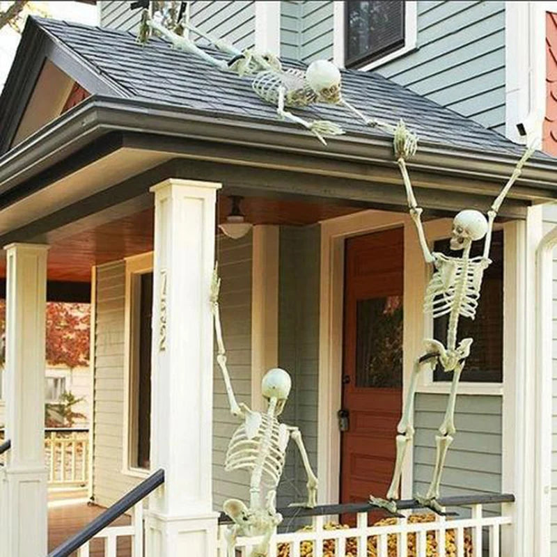 Spooktacular Halloween Movable Skeleton - Perfect Fake Human Skull Bones for Frightening Home Bar Decor and Haunting Party Props!