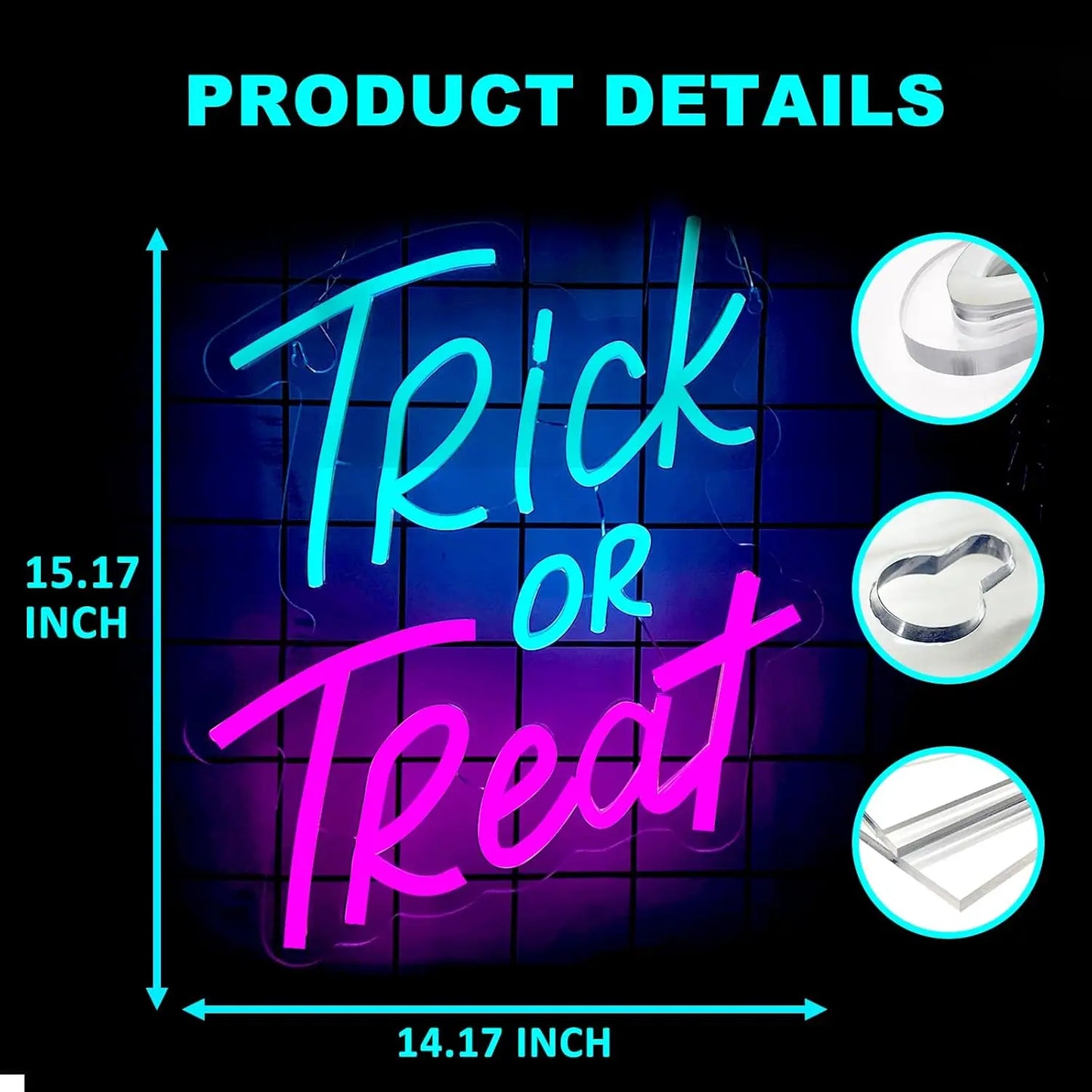 Illuminate Your Halloween with Captivating Trick-Or-Treat Neon Signs - USB-Powered Wall Decor for Home Bars, Salons, and Coffee Shops!