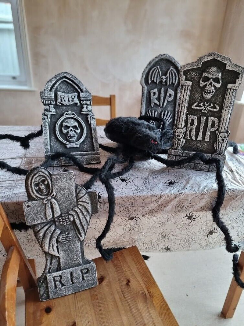 Transform Your Halloween with 4 Spooky 43Cm Tombstones – Perfect for Your Haunted Garden Display!