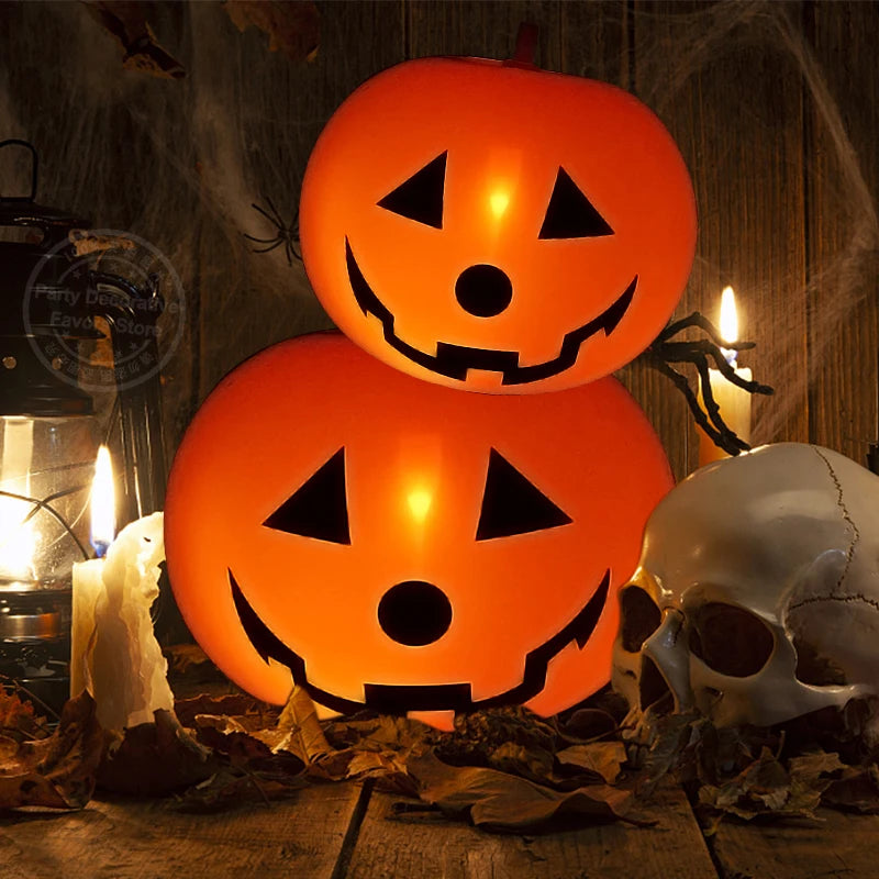 Illuminate Your Halloween with 5Pcs LED Glowing Balloons - Spooky Ghost & Pumpkin Latex Decorations for Home and Outdoor Fun!