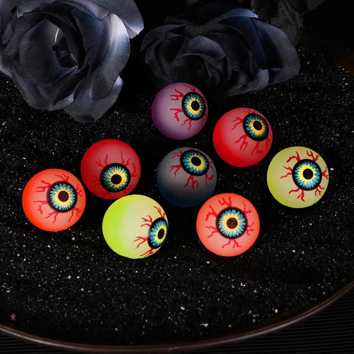Illuminate Your Halloween with 10 Glow in the Dark Bouncy Eyeballs - Perfect for Spooky Parties and Frights