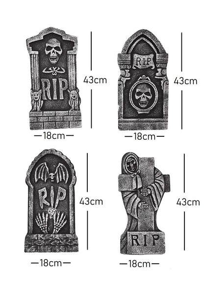 Transform Your Halloween with 4 Spooky 43Cm Tombstones – Perfect for Your Haunted Garden Display!