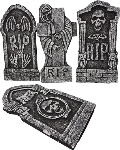 Transform Your Halloween with 4 Spooky 43Cm Tombstones – Perfect for Your Haunted Garden Display!