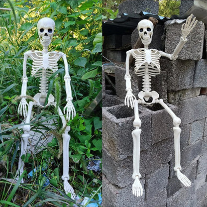 Spooktacular Halloween Movable Skeleton - Perfect Fake Human Skull Bones for Frightening Home Bar Decor and Haunting Party Props!