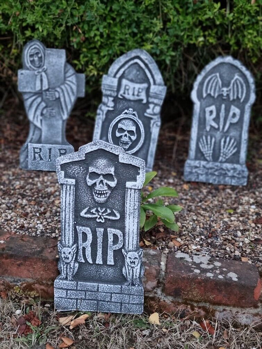 Transform Your Halloween with 4 Spooky 43Cm Tombstones – Perfect for Your Haunted Garden Display!